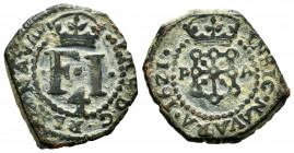 Felipe III (1598-1621). 4 cornados. 1621. Pamplona. (Cal-80). (Ros-4.4.33/1). Anv.: PHS D·G · REX · NAVAR. Rev.: INSIG · NAVARA · 1621 ·. Ae. 4,37 g. ...