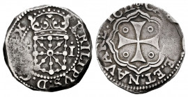 Felipe III (1598-1621). 1 real. 1611. Pamplona. (Cal-498, mismo ejemplar). (Ros-4.4.4). Anv.: Escudo de Navarra coronado acotado por P-I superada de p...
