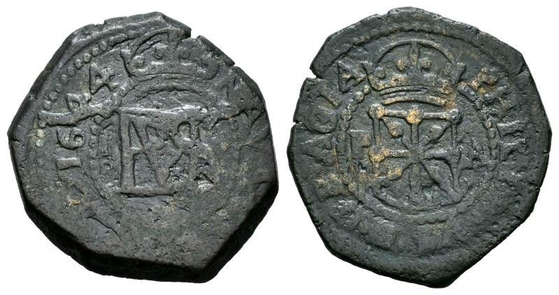 Felipe IV (1621-1665). 1 maravedí. 1644. Pamplona. (Cal-89). (Ros-4.5.33). Ae. 4...