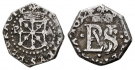 Felipe IV (1621-1665). 1/2 real. 1652. Pamplona. (Cal-575, mismo ejemplar). (Ros-4.4.13). Ag. 1,55 g. Rarísima, más con todos los datos perfectos. Ex ...