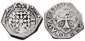Felipe IV (1621-1665). 2 reales. 1651. Pamplona. (Cal-891, mismo ejemplar). (Ros-4.5.9). Ag. 6,25 g. Muy rara. Ex Colección Huntington - HSA, 10995. M...