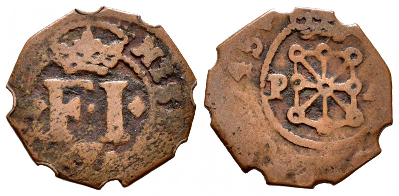 Felipe V (1700-1746). 1 maravedí. 1745. Pamplona. (Cal-35). (Ros-4.7.11). Ae. 1,...