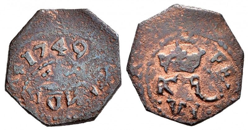 Fernando VI (1746-1759). 1 maravedí. 1749. Pamplona. (Cal-8). (Ros-4.8.2). Ae. 2...