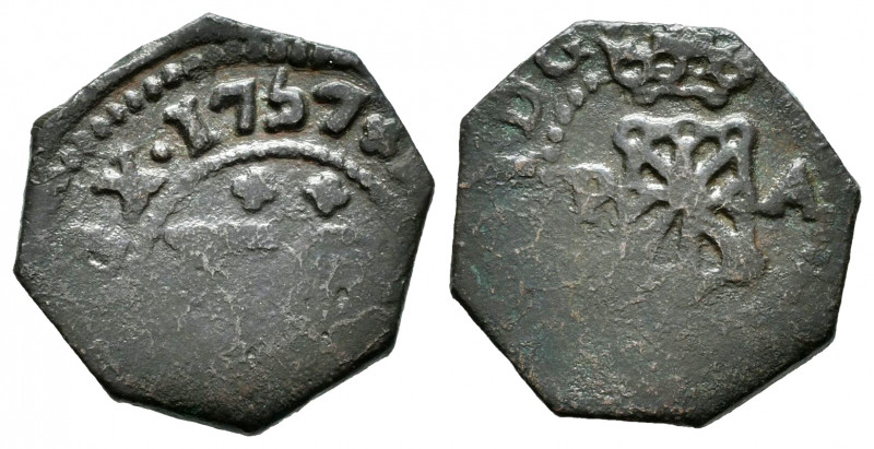Fernando VI (1746-1759). 1 maravedí. 1757. Pamplona. (Cal-16 var). (Ros-no cita)...