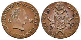 Fernando VII (1808-1833). 1 maravedí. 1825. Pamplona. (Cal-36). (Ros-4.11.25). Ae. 1,96 g. Busto desnudo. MBC+. Est...60,00. 


 ENGLISH DESCRIPTIO...