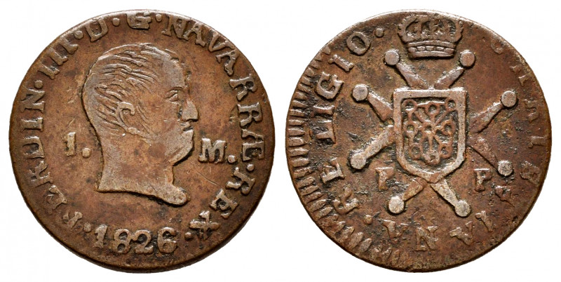 Fernando VII (1808-1833). 1 maravedí. 1826. Pamplona. (Cal-37). (Ros-4.11.26). A...