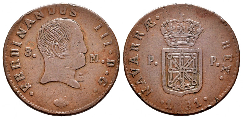 Fernando VII (1808-1833). 3 maravedís. 1831. Pamplona. (Cal-52). (Ros-4.11.18). ...