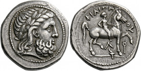 Philip II, 359 – 336 and posthumous issues.   Tetradrachm, Amphipolis circa 315/4-295/4, AR 14.24 g. Laureate head of Zeus r. Rev. ΦIΛIΠΠ – OY Naked h...