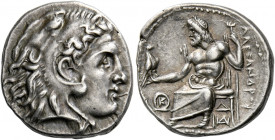 Alexander III, 336 – 323 and posthumous issues.   Drachm, Sardis circa 319-315, AR 4.25 g. Head of Heracles r., wearing lion’s skin headdress. Rev. ΑΛ...