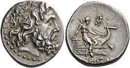 Magnetes.   Drachm circa 140-130, AR 4.31 g. Laureate head of Zeus r. Rev. Artemis, holding bow in her r. hand and quiver over her l. shoulder, seated...