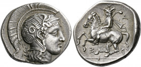 Pharsalus.   Drachm late 5th-mid 4th century BC signed by the engraver T(elephantos), with his initial on the obverse and the reverse, and with those ...