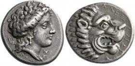 Pherai, Alexander tyrant, 369 – 358 BC.   Drachm circa 369-358, AR 5.87 g. ΕΝ – ΝΟΔΙ – ΑΣ Laureate head of Ennodia r., wearing pendant earring and pea...