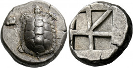 Islands off Attica, Aegina.   Stater circa 456/45-431, AR 12.25 g. Tortoise seen from above. Rev. Large incuse square with skew pattern. Milbank Perio...