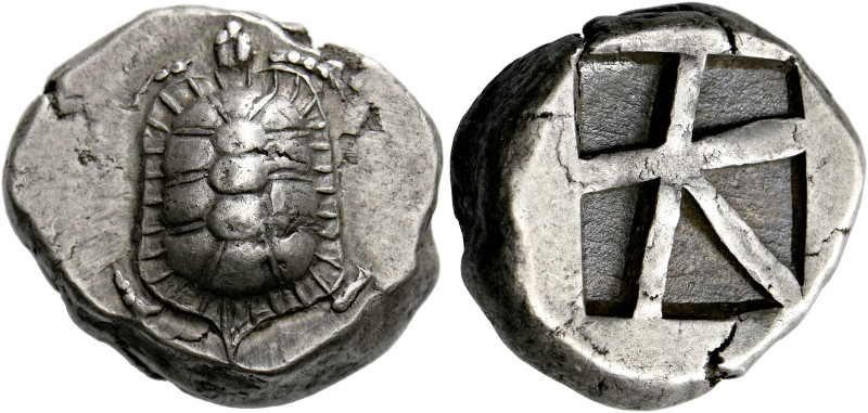 Islands off Attica, Aegina.   Stater circa 456/45-431, AR 12.28 g. Tortoise seen...