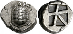 Islands off Attica, Aegina.   Stater circa 456/45-431, AR 12.28 g. Tortoise seen from above. Rev. Large incuse square with skew pattern. Milbank Perio...