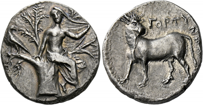 Crete, Gortyna.   Half stater circa 280-260, AR 6.80 g. Europa, naked to waist a...
