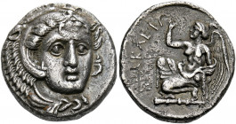Heraclea Pontica.   Stater circa 380-360, AR 6.84 g. Head of Heracles facing slightly r., wearing lion’s skin headdress tied at neck. Rev. Nike crouch...