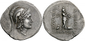 Ilium.   Tetradrachm circa 188-133, AR 16.73 g. Head of Athena r., wearing laureate and triple-crested Attic helmet. Rev. Athena Ilias standing r. wea...