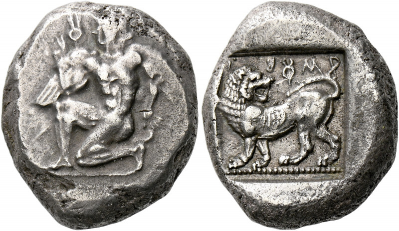 Uncertain mint in Caria.   Stater, mint B circa 480-460, AR 11.81g. Young naked ...