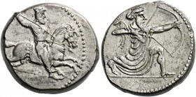 Satraps of Caria, Artaxexes III Ochus, 359/8 – 338.   Tetradrachm, uncertain mint circa 340, AR 14.80g. The Great King in kneeling-running position r....