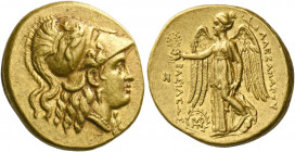 Seleucid Kings of Syria, Seleucus I, 312 – 281.   Stater in the name of Alexander III, Babylon I circa 311-300, AV 8.57 g. Head of Athena r., wearing ...