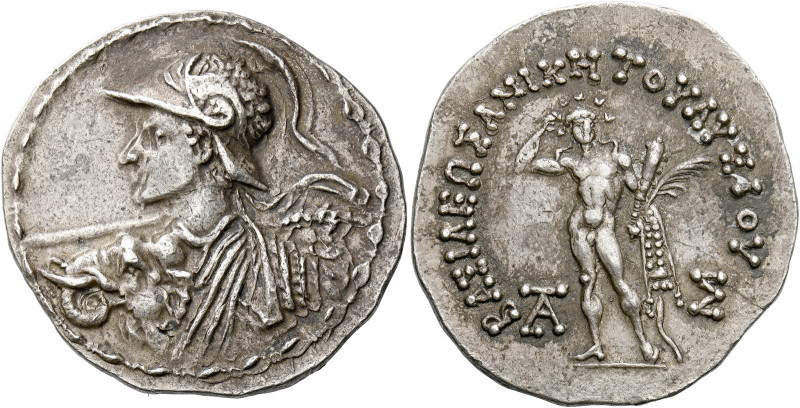 Lysias, circa 120 – 110.   Tetradrachm, Pushkalavati circa 120-110, AR 16.84 g. ...