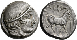 Aenus.   Tetradrachm circa 410, AR 13.36 g. Head of Hermes r., wearing petasus. Rev. AIN Goat walking r.; in r. field, caduceus. The whole within incu...