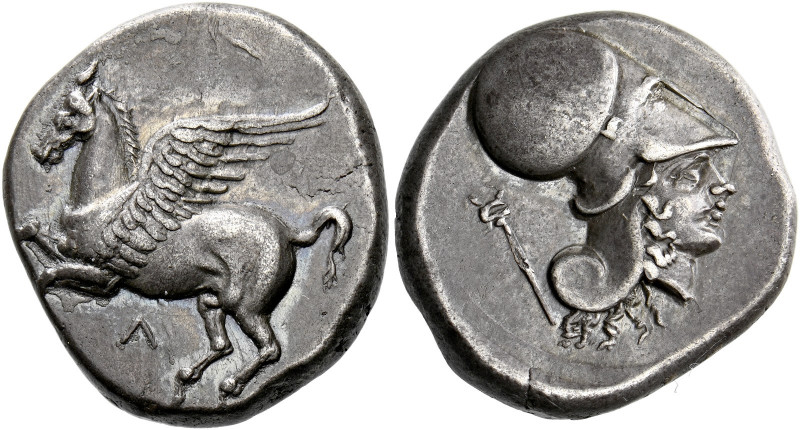 Acarnania, Leucas.   Stater circa 400-350, AR 8.46 g. Pegasus flying l.; below, ...