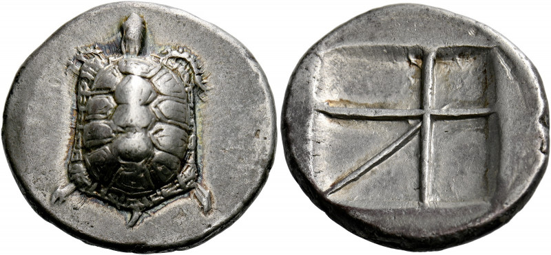Aegina, Aegina.   Stater circa 380, AR 12.01 g. Tortoise seen from above. Rev. S...