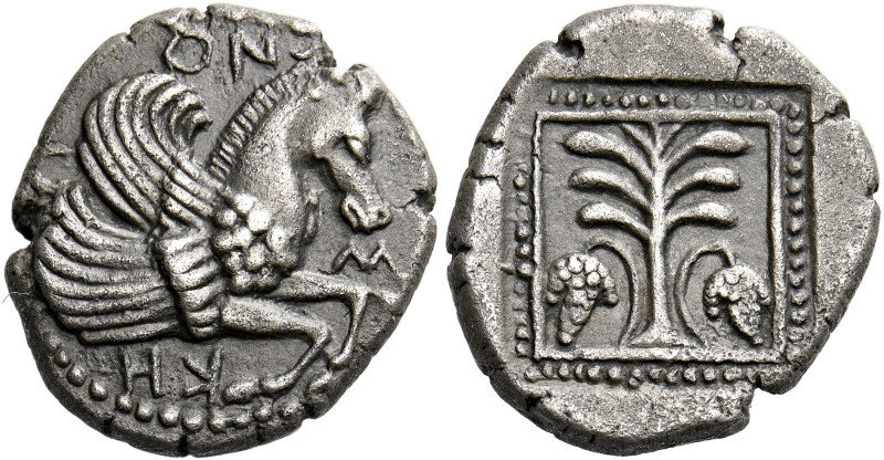 Troas, Skepsis.   Drachm circa 460-400, AR 3.83 g. Σ – KH – ΨI – ON Forepart of ...