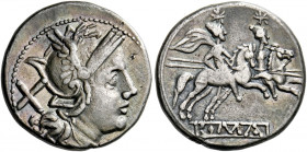    Denarius, Sicily circa 211-208, AR 4.59 g. Helmeted head of Roma r.; behind, X. Rev. The Dioscuri galloping r.; below, ROMA in linear frame. Sydenh...