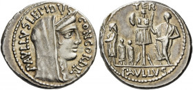   L. Furius Cn. f. Brocchus. Denarius 62, AR 3.91 g. PAVLLVS LEPIDVS – CONCORDIA Diademed and draped bust of Concordia r. Rev. Trophy; to r., togate ...