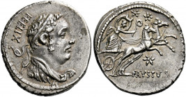    Faustus Cornelius Sulla. Denarius 56, AR 3.79 g. FELIX Diademed bust r. (Hercules), wearing lion's skin. Rev. Diana in prancing biga r., holding re...
