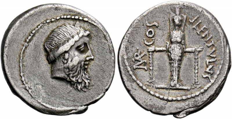    L. Cornelius Lentulus and C. Claudius Marcellus. Denarius, Apollonia and Asia...