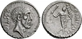    C. Antius C.f. Restio. Denarius 47, AR 4.04 g. RESTIO Head of C. Antius Restio r. Rev. C·ANTIVS·C·F Hercules walking r., with cloak over l., arm ho...