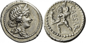    C. Iulius Caesar. Denarius, Asia 48-47, AR 3.89 g. Diademed head of Venus r. Rev. CAESAR Aeneas advancing l., carrying palladium in r. hand and Anc...
