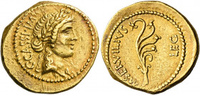    C. Cassius Longinus and M. Servillius. Aureus, mint moving with Brutus and Cassius 43-42 BC, AV 7.96 g. C·CASSI·IMP Laureate head of Libertas r. Re...