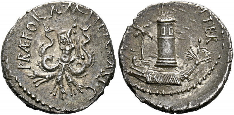    Sextus Pompeius. Denarius, Sicily 37-36, AR 3.70 g. MAG·PIVS – IMP ITER Galle...
