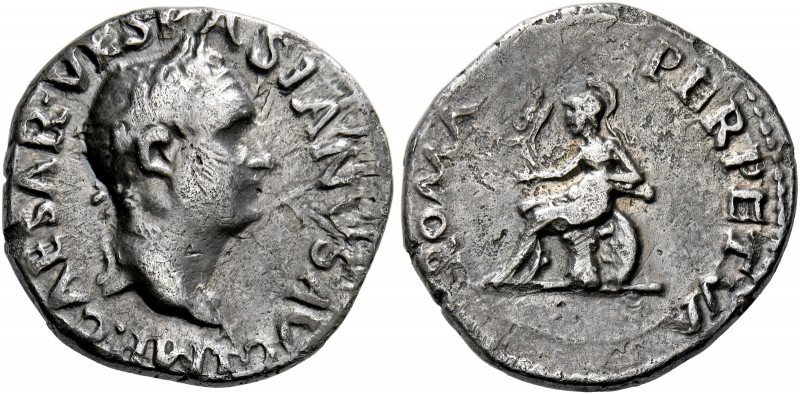 Vespasian augustus, 69 - 79. Uncertain Western Mint.   Denarius circa 69 to 70, ...