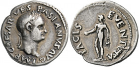 Vespasian augustus, 69 - 79. Uncertain Western Mint.   Denarius circa 69 to 71, AR 3.51 g. IMP CAESAR VESPASIANVS AVG. Laureate head r. Rev. PACIS – E...