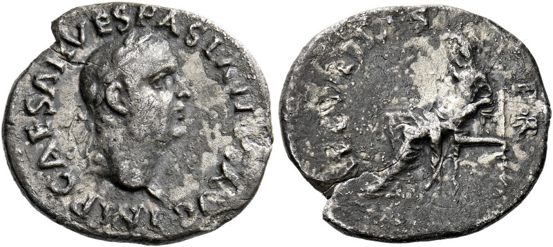 Vespasian augustus, 69 - 79. Uncertain Western Mint.   Denarius circa 69 to 71, ...