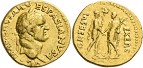 Vespasian augustus, 69 - 79. Uncertain Western Mint.   Aureus circa 69 to 71, AV 7.06 g. IMP CAESAR VESPASIANVS A – VG Laureate head r. Rev. CONSESVS ...