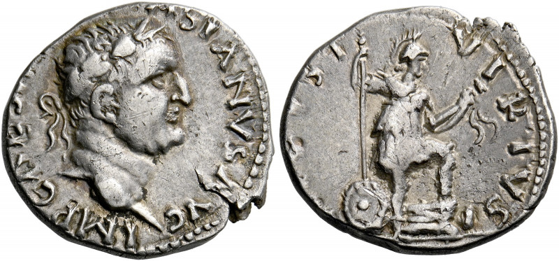 Vespasian augustus, 69 - 79. Antiochia.   Denarius 70, AR 3.47 g. IMP CAESAR VES...