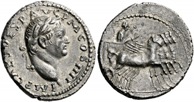 Vespasian augustus, 69 - 79. Antiochia.   Denarius 72-73, AR 3.40 g. IMP CAES VE...