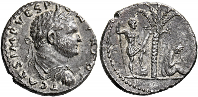 Titus caesar 69 – 79.   Antiochia. Denarius, 72-73, AR 3.34 g. T CAES IMP VESP P...