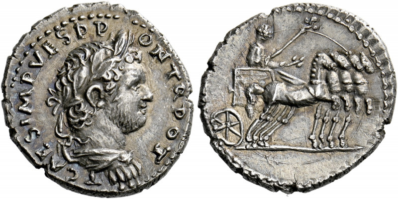 Titus caesar 69 – 79.   Antiochia. Denarius, 72-73, AR 3.57 g. T CAES IMP VESP P...