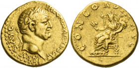 Vespasian augustus, 69 - 79. Ephesus. Aureus 69-70, AV 7.55 g. IMP CAESAR VESPAS – IANVS AVG Laureate head r. Rev. CONCORDIA AVG Ceres, veiled, seated...