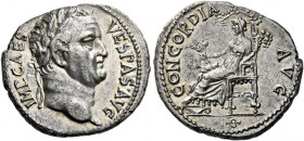 Vespasian augustus, 69 - 79. Ephesus. Denarius 69-70, AR 2.91 g. IMP CAES – VESPAS AVG Laureate head r. Rev. CONCORDIA AVG Ceres, veiled, seated l. on...