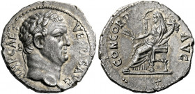 Vespasian augustus, 69 - 79. Ephesus. Denarius 69-70, AR 2.99 g. IMP CAES – VESPAS AVG Laureate head r. Rev. CONCORDIA AVG Ceres, veiled, seated l. on...