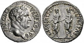Vespasian augustus, 69 - 79. Ephesus. Denarius 69-70, AR 3.42 g. IMP CAES – VESPAS AVG Laureate head r. Rev. LIBERI IMP – AVG VESP Titus and Domitian,...